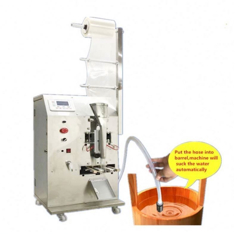 Novo design 3 lados Selo Pequena máquina de embalagem vertical automática líquido puro suco molho saco de embalagem máquina