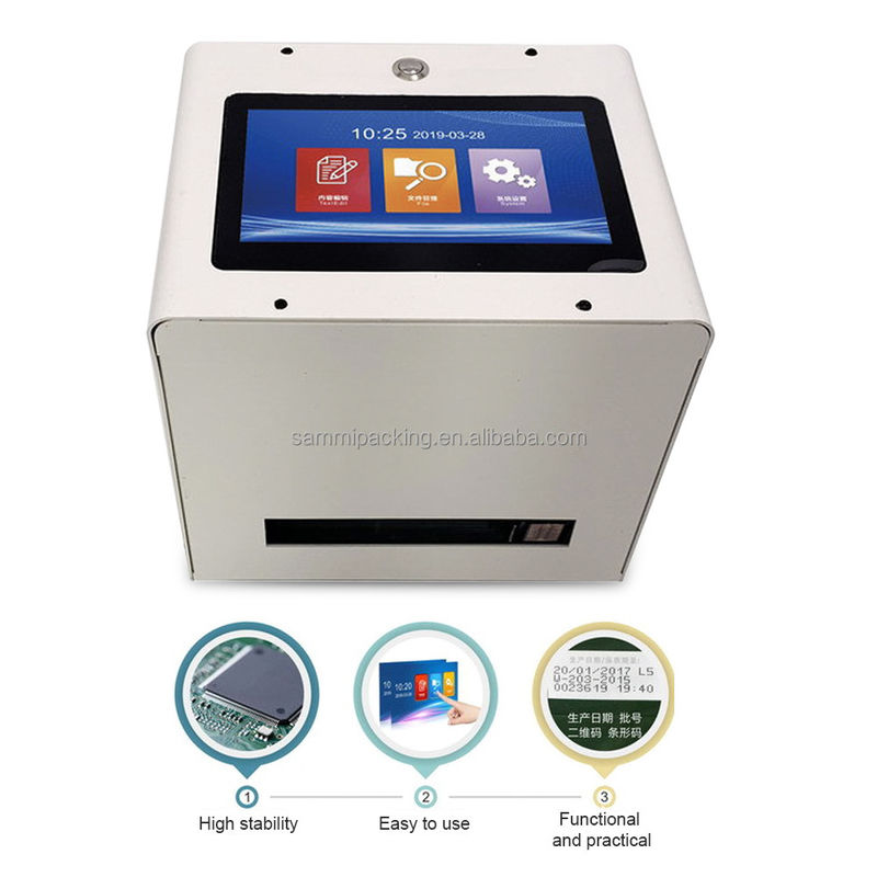 Impressora de jato de tinta de tela sensível ao toque Smart Static Desktop para garrafa para carimbo Data de validade Código QR do lote