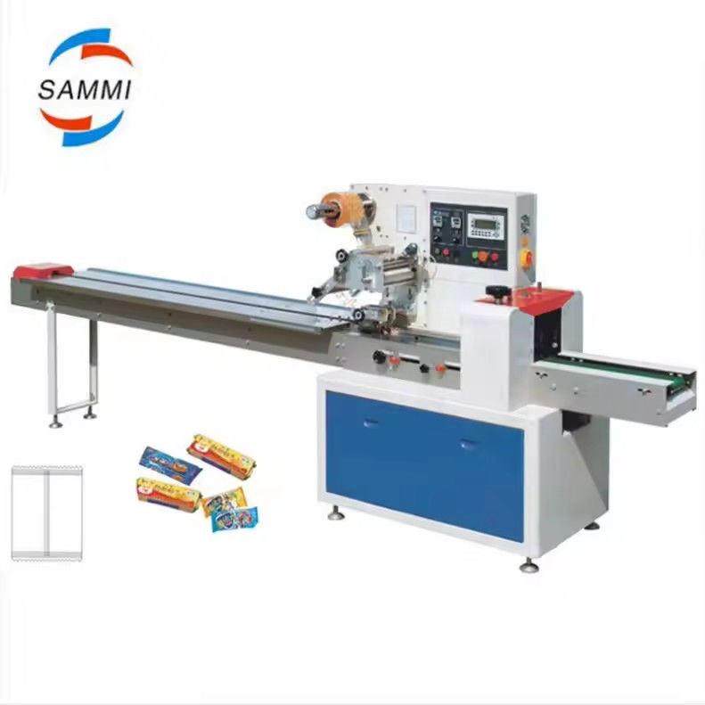Máquina de embalagem automática de embalagem de fluxo horizontal para bolsas de almofadas de doces de padaria