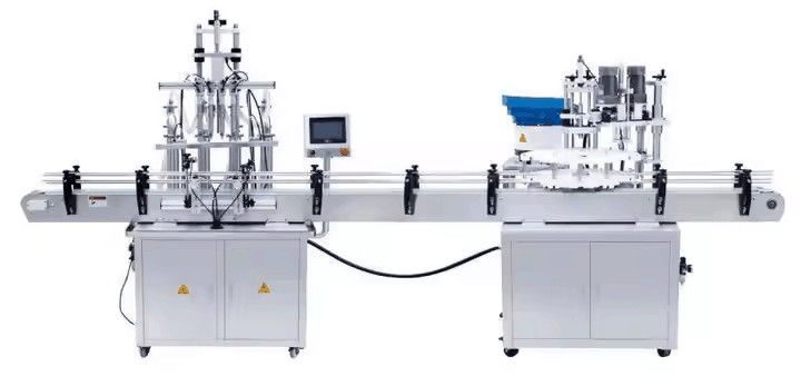 Máquina de enchimento de líquido de 4 bocalhas em linha Automático de transbordamento Filler de garrafa líquida para suco de bebida