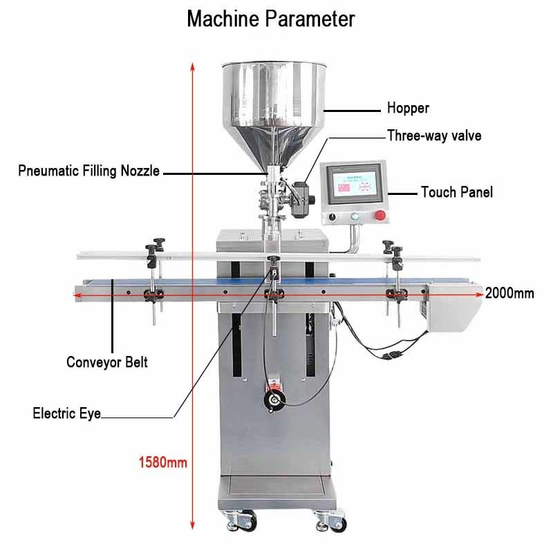 Máquina de enchimento de pasta vertical automática de alta qualidade Creme molho quente Ketchup máquina de enchimento com transportador e ecrã táctil