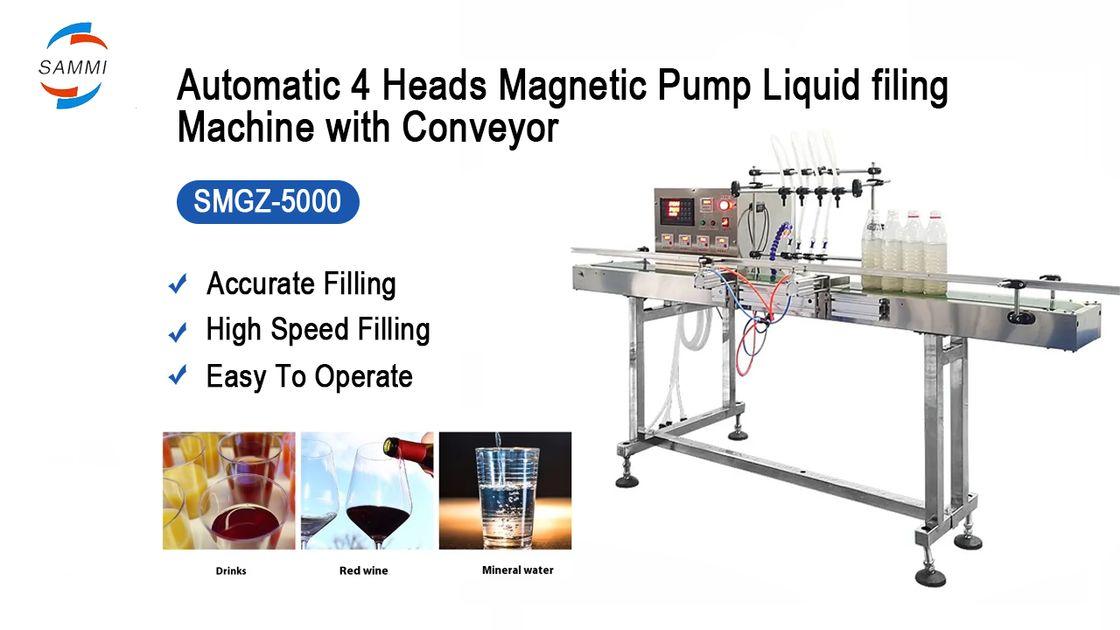 Máquina Automática de Enchimento Magnético de Quatro Cabeças para Líquidos PET para Garrafas Pequenas de Vidro de Suco de Frutas, Bebidas e Leite, Enchimento em Pequena Escala