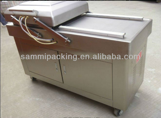 Máquina de embalagem a vácuo de câmara dupla multifunção para bacon de vaca frango tofu amendoim alimentos do mar