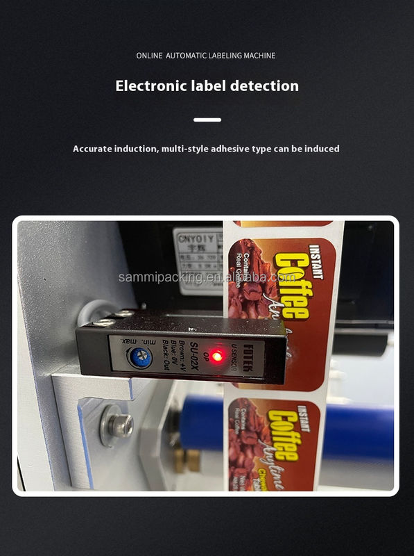 Aplicador de Etiquetas Dupla Face para Desktop para Frascos Quadrados Máquina Automática de Adesivos para Frascos Planos Redondos de Plástico e Vidro com Esteira