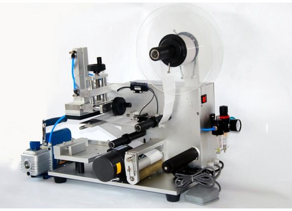 Máquina de rotulagem semiautomática de superfície plana, autocolante de etiqueta preciso para caixa, saco, cartão, garrafa quadrada