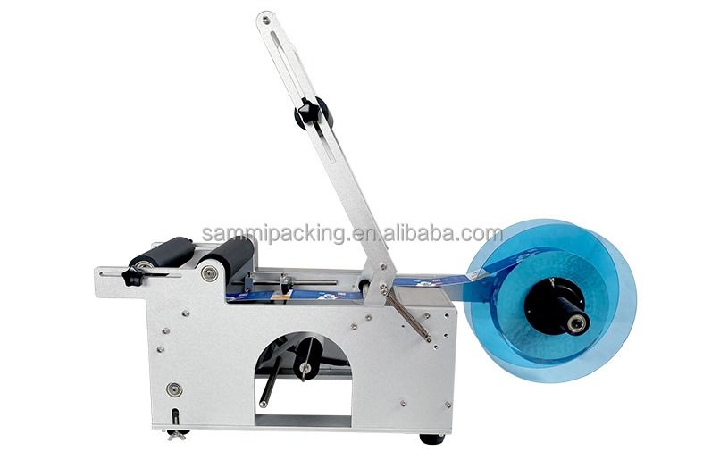 MT-50 Etiquetador semiautomático de garrafas redondas, máquina de rotulagem para latas e garrafas de bebidas