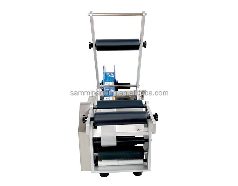 MT-50 Etiquetador semiautomático de garrafas redondas, máquina de rotulagem para latas e garrafas de bebidas