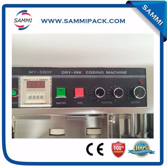 Máquina de Codificação Automática de Tinta Sólida MY-380 para Impressão de Lote/Data/Validade em Papel, Embalagens de Filme e Rótulos com Rolos de Tinta Quente