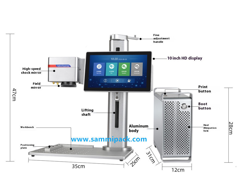 Máquina de codificação a laser de grau industrial para produção de alta velocidade Impressora a jato a laser para garrafas