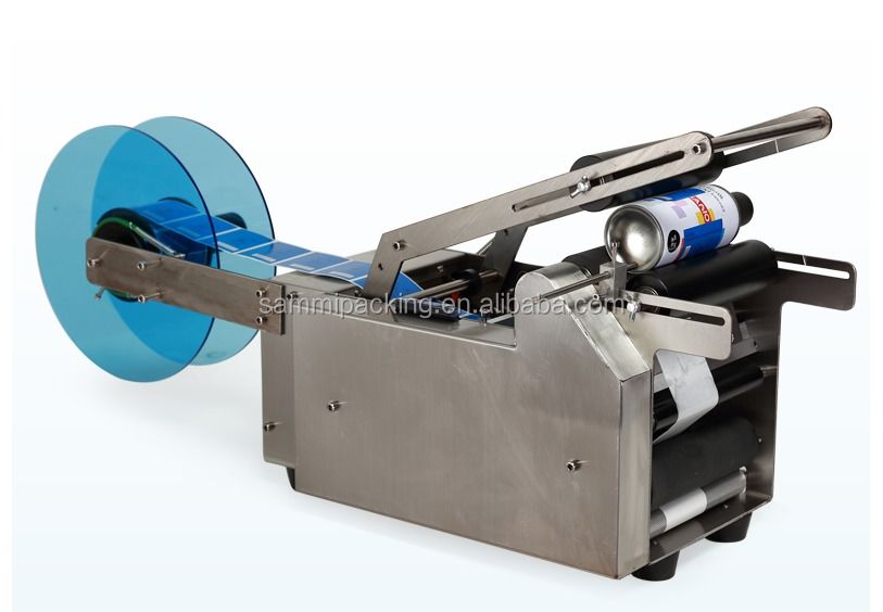 MT-50 Etiquetador semiautomático de garrafas redondas, máquina de rotulagem para latas e garrafas de bebidas