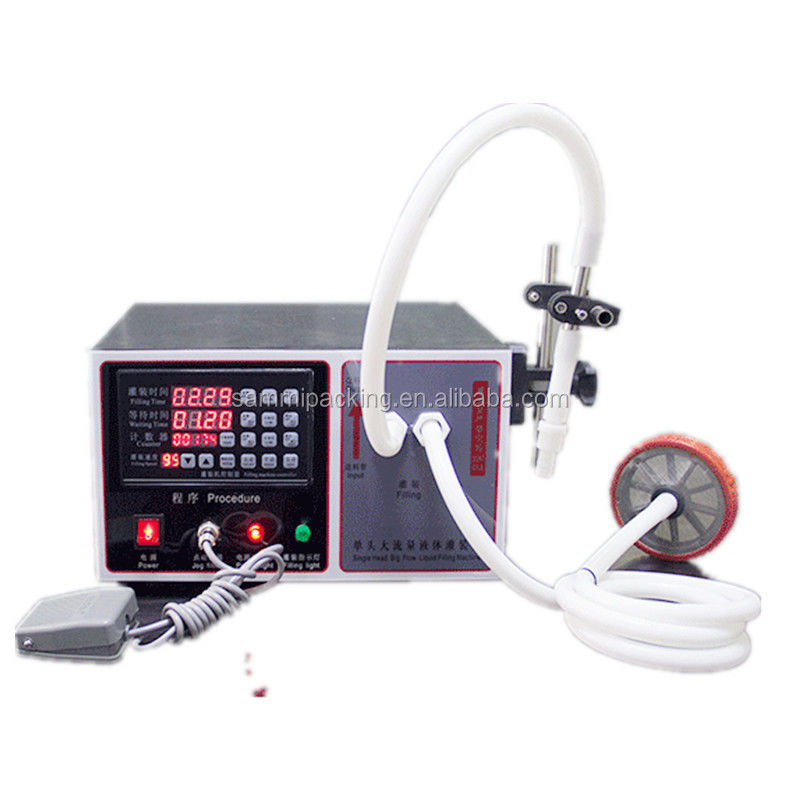 Máquina de enchimento de líquido de pequeno porte semiautomática de aço inoxidável 304 para sumo, mel, óleo, água com refrigerante 17L/min