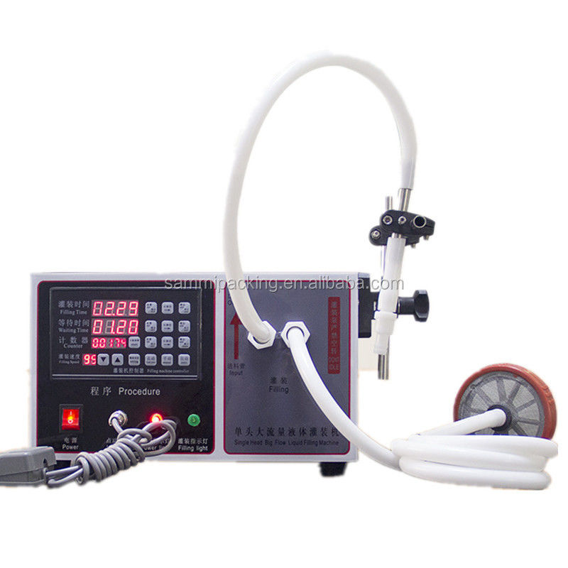 Máquina de enchimento de líquido de pequeno porte semiautomática de aço inoxidável 304 para sumo, mel, óleo, água com refrigerante 17L/min