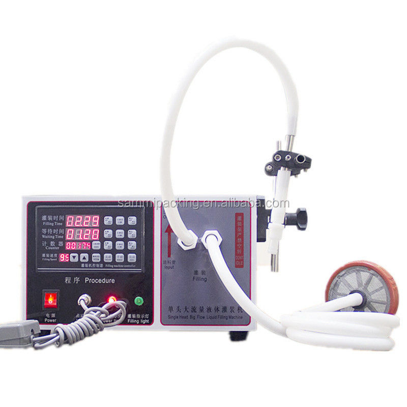 Máquina de enchimento de líquido de pequeno porte semiautomática de aço inoxidável 304 para sumo, mel, óleo, água com refrigerante 17L/min