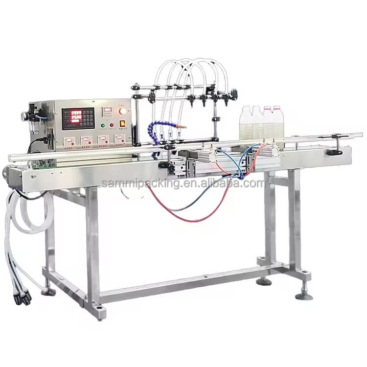 Máquina automática de enchimento de líquido oral de quatro cabeças Operação simples para sumo de leite Molho de soja Molho de soja Vinagre Cerveja 5 ml a 500 ml Grande volume