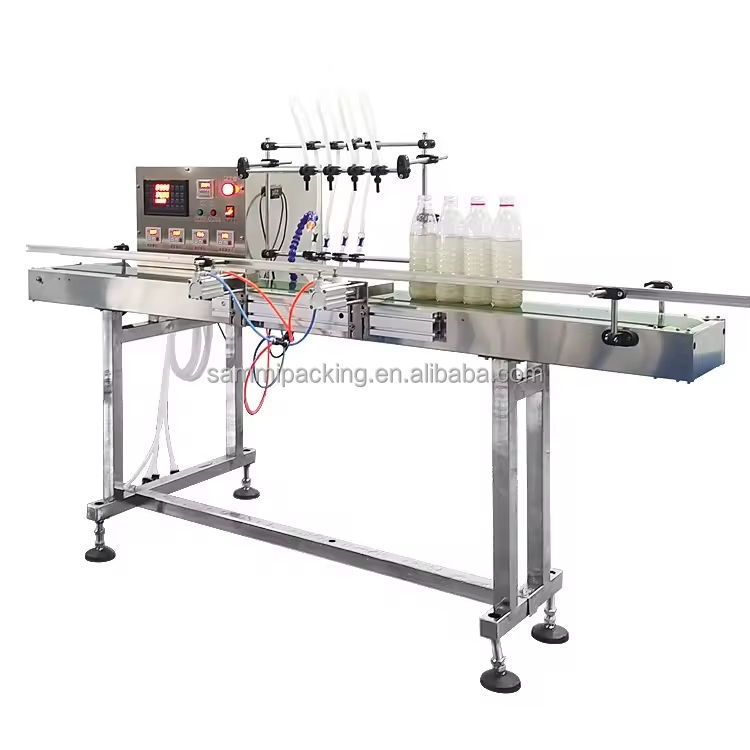 Máquina automática de enchimento de líquido oral de quatro cabeças Operação simples para sumo de leite Molho de soja Molho de soja Vinagre Cerveja 5 ml a 500 ml Grande volume