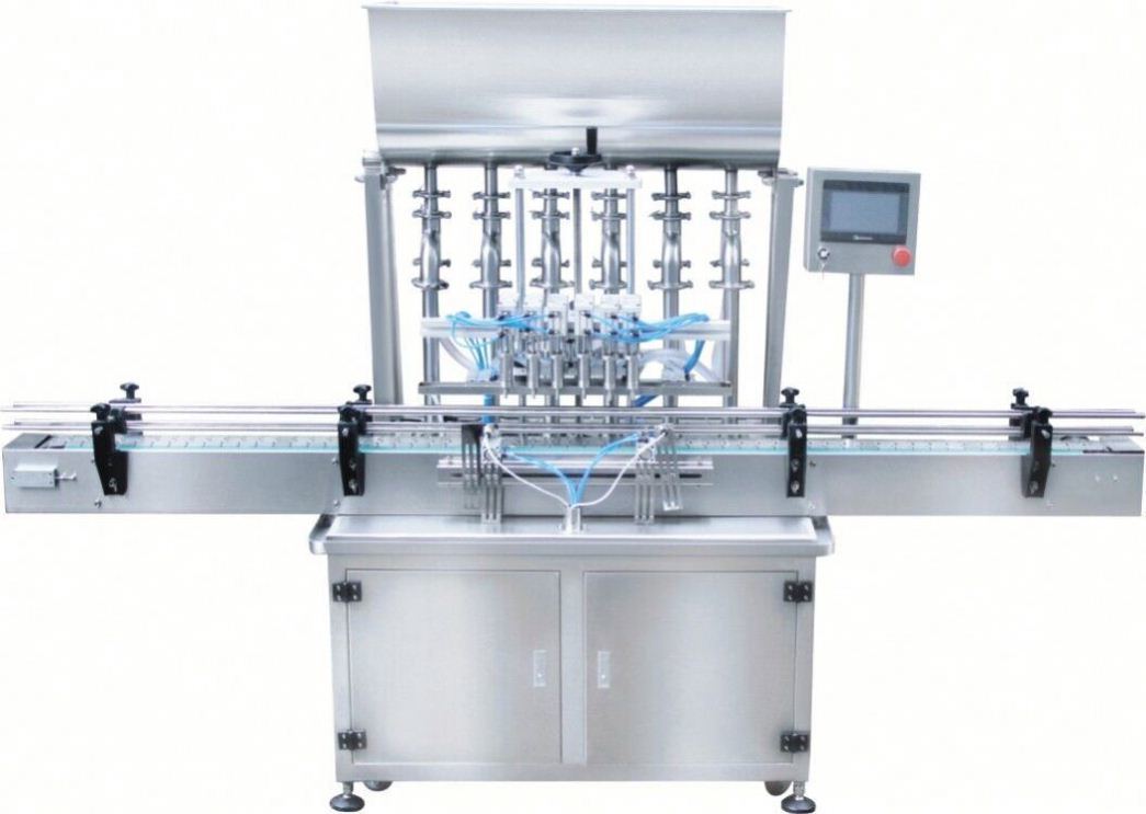 Máquina de enchimento em linha 4 bocal Máquina de enchimento de líquido de transbordamento automático Enchimento de garrafa de líquido para suco de bebida