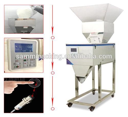 Máquina de pesagem de alta qualidade de 100-3000g Máquina de pesagem de pó de especiarias semiautomática Máquina de enchimento de vibração Pesadora com grande salpicador