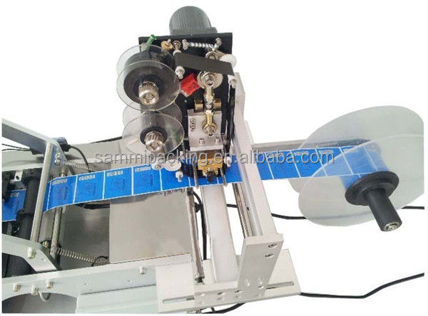 Rotuladora Semi Automática para Garrafas Redondas, Máquina de Rotulagem com Impressão de Data de Produção e Número do Lote