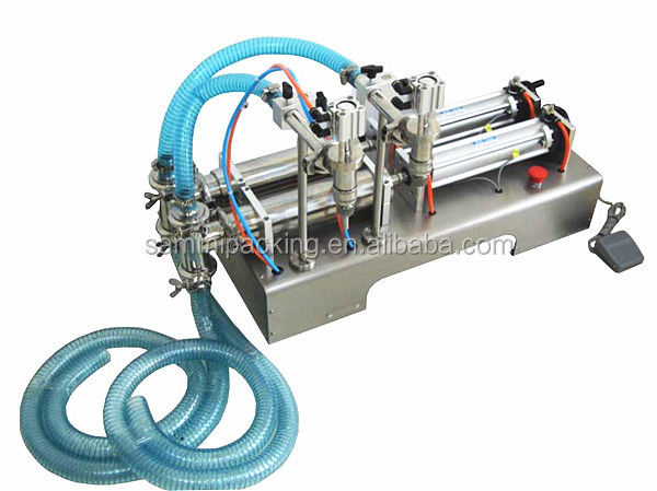 Máquina de Enchimento de Líquidos com Pistão de 2 Cabeças Semi Automática/Máquina de Enchimento de Líquidos de Mesa
