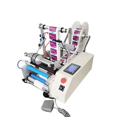 Máquina de rotulagem de etiquetas adesivas semiautomática para garrafas redondas