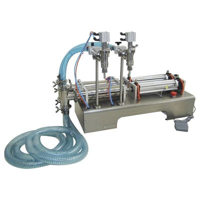 Máquina de enchimento de pistão líquido pneumático de 100-1000 ml, dupla cabeça para enchimento de óleo