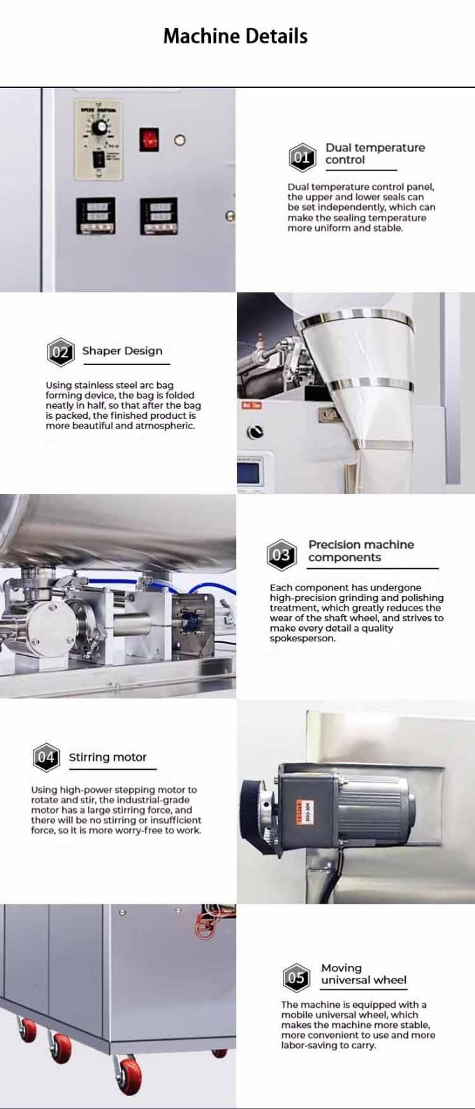 4 Selo lateral Saquete de aplicação de alimentos Saco de embalagem Saco pequeno Molho líquido Ketchup Máquina de embalagem 220V / 50HZ 5