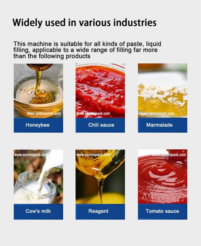 Máquina automática de enchimento de molho líquido de 220V Máquina de embalagem vertical de pasta de creme com tela sensível ao toque com bocal antigolas 2