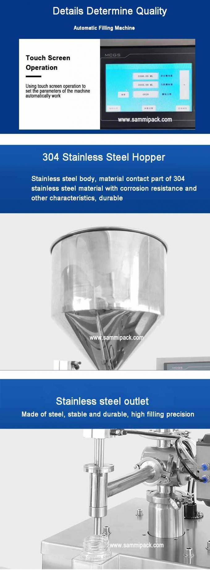 Máquina automática de enchimento de molho líquido de 220V Máquina de embalagem vertical de pasta de creme com tela sensível ao toque com bocal antigolas 4