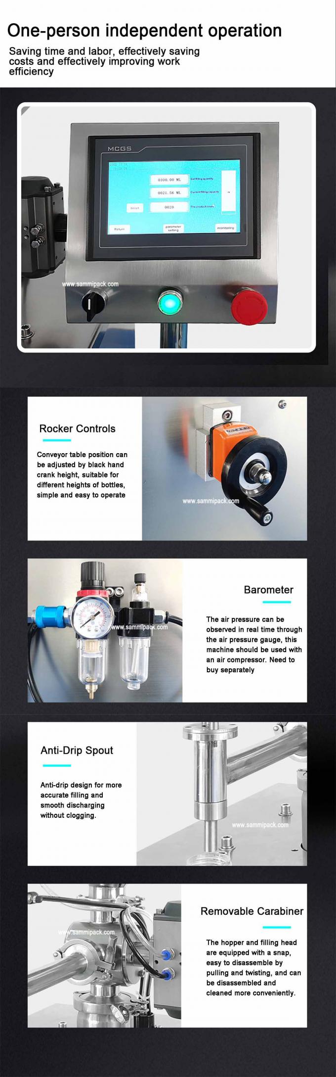 Máquina automática de enchimento de molho líquido de 220V Máquina de embalagem vertical de pasta de creme com tela sensível ao toque com bocal antigolas 3