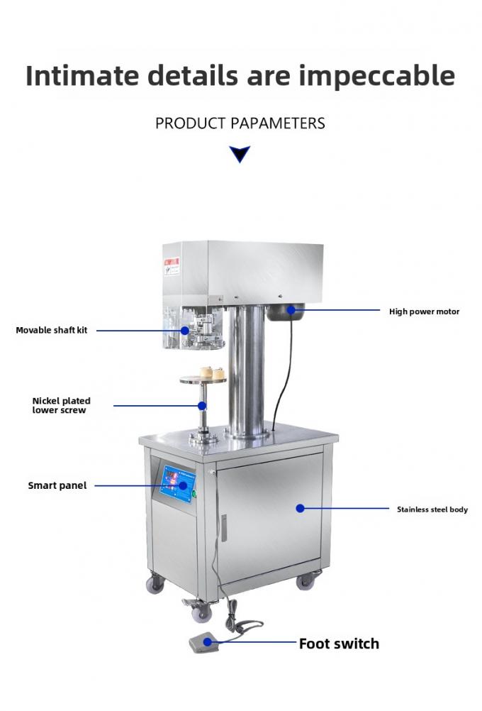 Seladora Vertical de Latas de Estanho Máquina de Selagem de Latas Semi-Automática Comercial para latas de plástico e alumínio 6