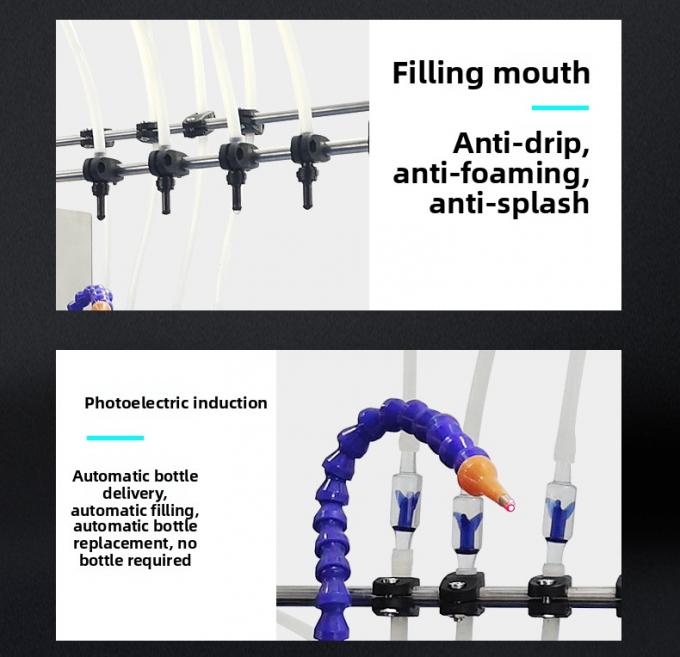 Máquina de Enchimento Automática de Quatro Cabeças de Operação Simples para Enchimento de Líquido Oral de Leite, Suco, Molho de Soja e Vinagre 7
