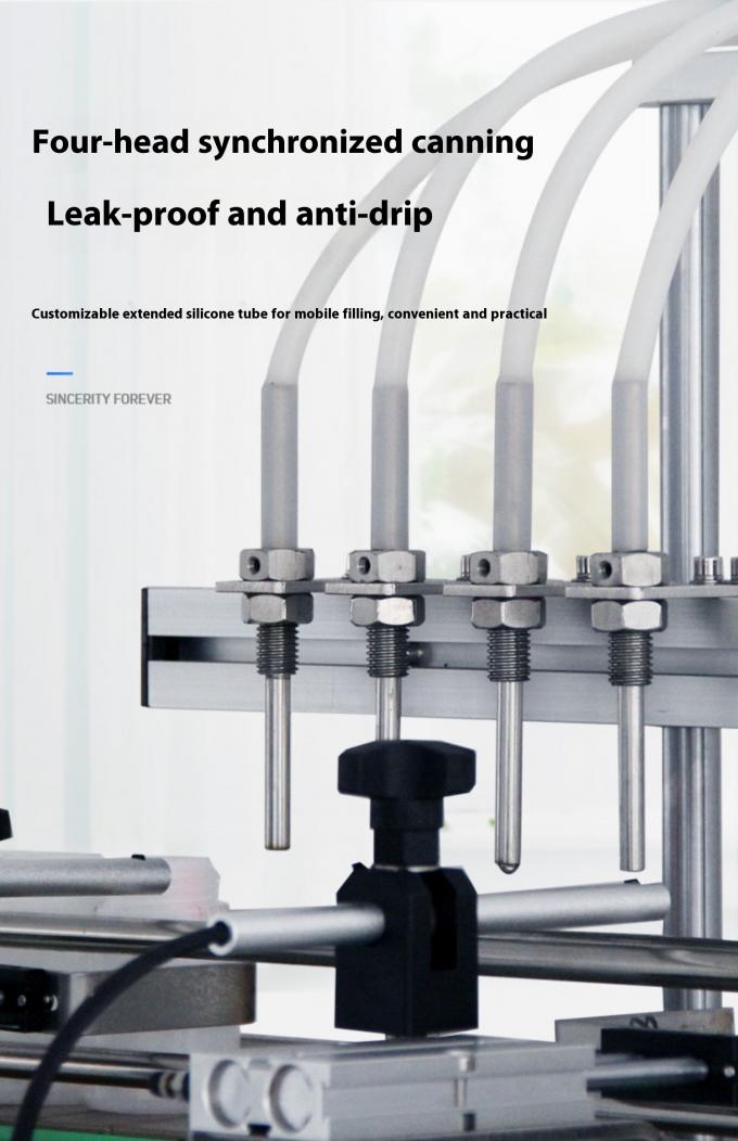 M&aacute;quina de Enchimento de L&iacute;quidos Autom&aacute;tica de Mesa Pequena para &Oacute;leo Essencial, Perfume, Enchimento, Tampagem e Rotulagem de Garrafas com 4 Cabe&ccedil;as 7