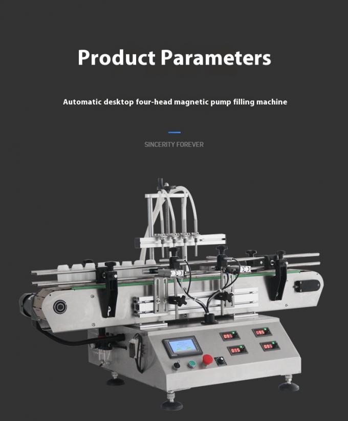 M&aacute;quina de Enchimento de L&iacute;quidos Autom&aacute;tica de Mesa Pequena para &Oacute;leo Essencial, Perfume, Enchimento, Tampagem e Rotulagem de Garrafas com 4 Cabe&ccedil;as 9